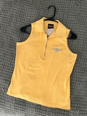 Vintage Harley-Davidson Yellow Sleeveless Zip Polo